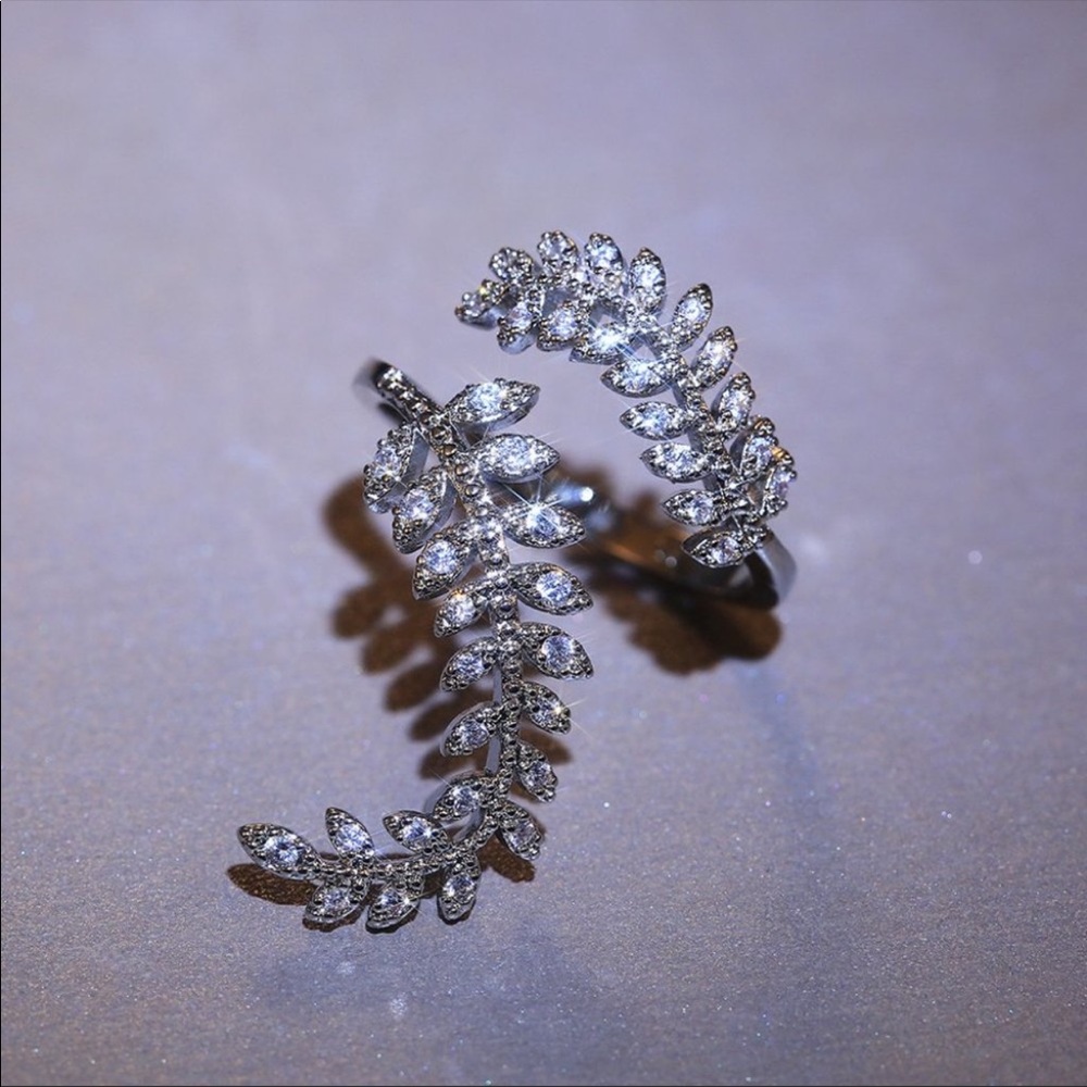New 925 Silver Marquise Leaf Adjustable Ring - Picture 8 of 11